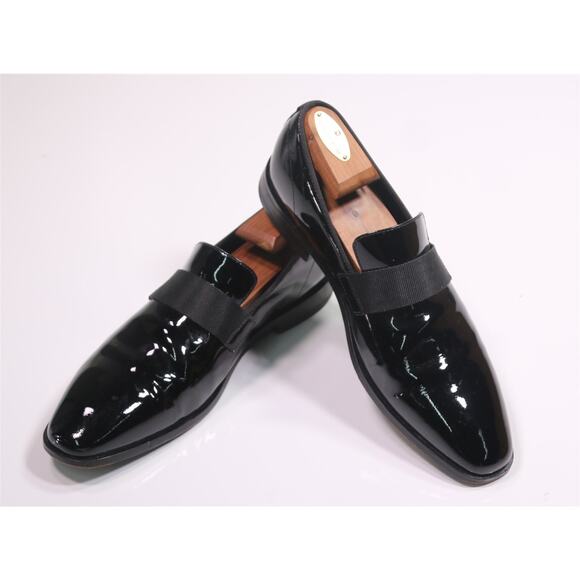 Hugo Boss Black Patent Leather Tuxedo Formal Loafers Grosgrain Band Men's US 7 - Picture 8 of 12